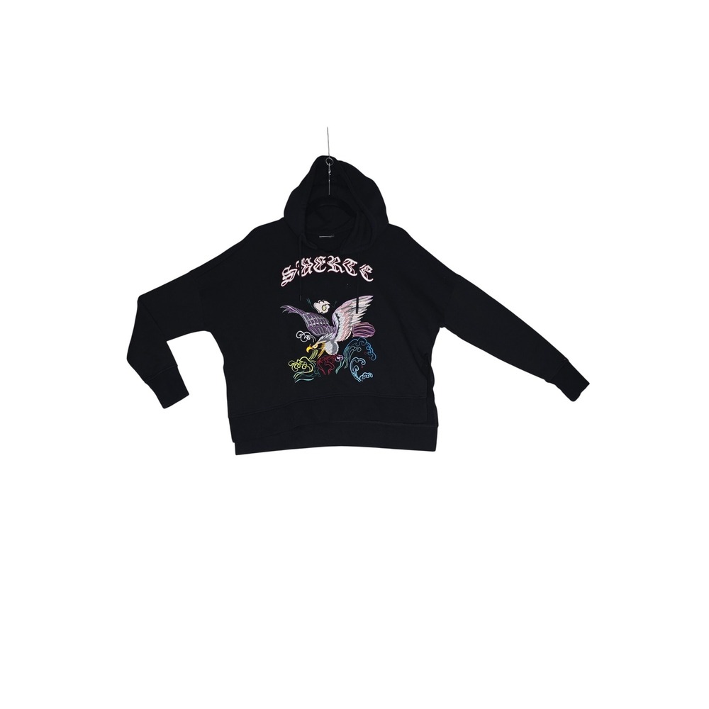 Marcelo Burlon Amarau Poncho Hoodie Black Embroidered Eagle XXS Milan Luxury Fun